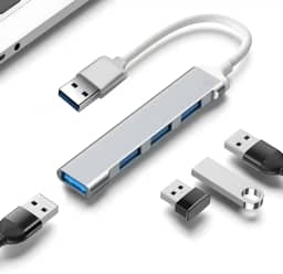 HUB Usb 4 Portas Compatível Com Notebook Pc Macbook Adaptador Hub Usb 4 Em 1 Alta Velocidade Portátil Expansor De Portas Usb 3.0 E 2.0 Plug And Play Hub Usb Compacto Leve - Premium