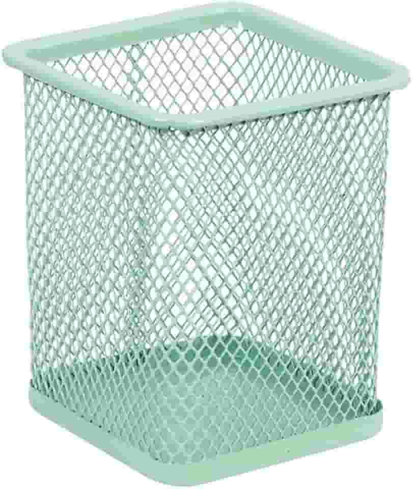 Porta Lápis e Caneta Aramado Quadrado BRW Verde Pastel