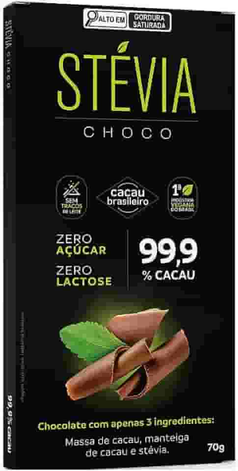 Chocolate 99,9% Cacau Zero Açúcar Zero Lactose 70g - Stévia Choco