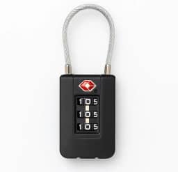 Cadeado com Cabo de Aço e Combinação de 3 Dígitos, Trava de Segurança TSA, Preto (Preto)