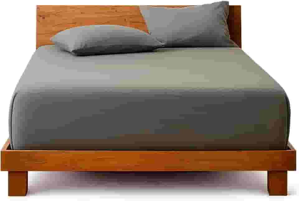 Decolab Jogo de Lençol 100% Algodão Premium Extra Macio - Roupa De Cama Antiácaro, Inclui Lençol Com Elástico (Forro) E Fronhas (Cinza-escuro, Casal Simples)