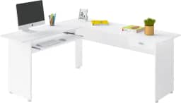 Escrivaninha em formato L com gaveta CANNES cor Branco - Artely