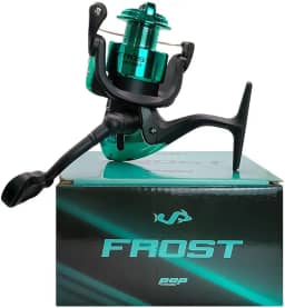 Molinete Frost Acqua 3000, 3 Rolamentos, Drag 6 Kg, Verde e Preto, Jaú Pesca