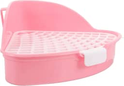 LOGOFUN Coelho caixa de areia coelho vaso sanitário treinador canto triângulos pet vaso sanitário para porquinhos da índia chinchila pequeno animal - rosa