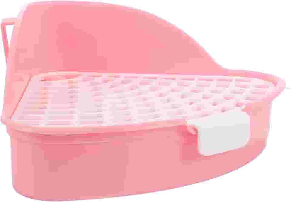 LOGOFUN Coelho caixa de areia coelho vaso sanitário treinador canto triângulos pet vaso sanitário para porquinhos da índia chinchila pequeno animal - rosa
