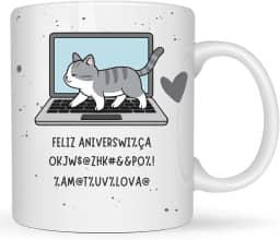 Caneca Gato Divertida Aniversário – Presente Engraçado para Amantes de Gatos, Café e Chá – 325ml