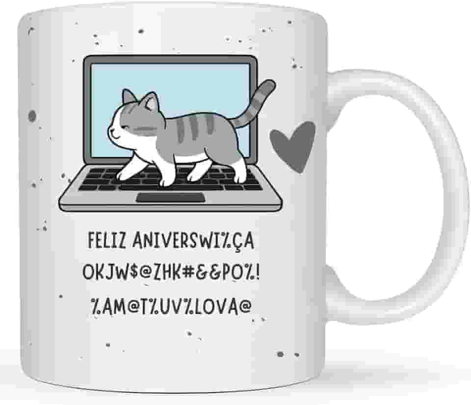 Caneca Gato Divertida Aniversário – Presente Engraçado para Amantes de Gatos, Café e Chá – 325ml