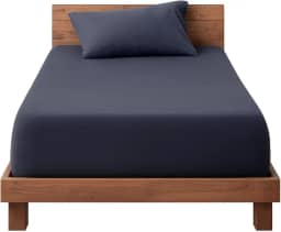 Decolab Jogo de Lençol 100% Algodão Premium Extra Macio - Roupa De Cama Antiácaro, Inclui Lençol Com Elástico (Forro) E Fronhas (Azul-marinho, Solteiro Simples)