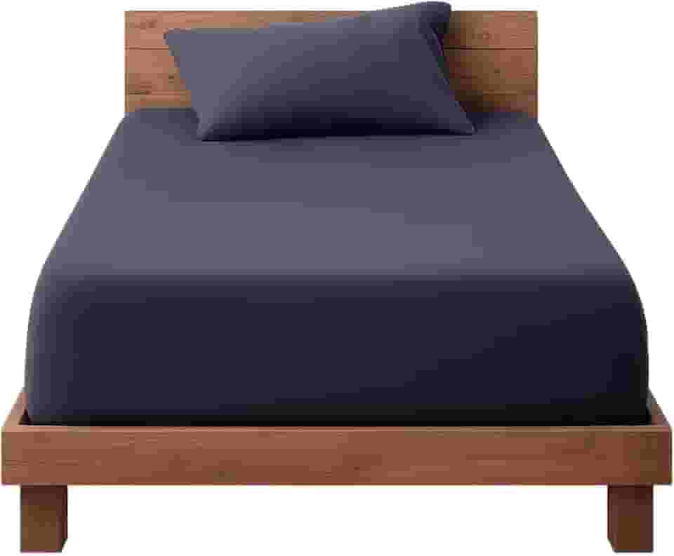 Decolab Jogo de Lençol 100% Algodão Premium Extra Macio - Roupa De Cama Antiácaro, Inclui Lençol Com Elástico (Forro) E Fronhas (Azul-marinho, Solteiro Simples)