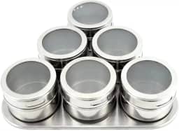 Porta Temperos Condimentos Inox Magnético 6 Potes Com Imã