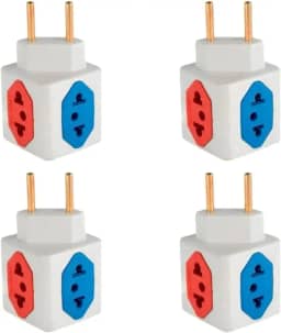 KIT Com 4 Adaptadores Benjamim Cubo 3D Com 3 Entradas de Tomada 10 Amperes E 1 Entrada de Tomada 20 Amperes CORES SORTIDAS Plug Padrão Novo 3 Pinos Resistente PREMIUM