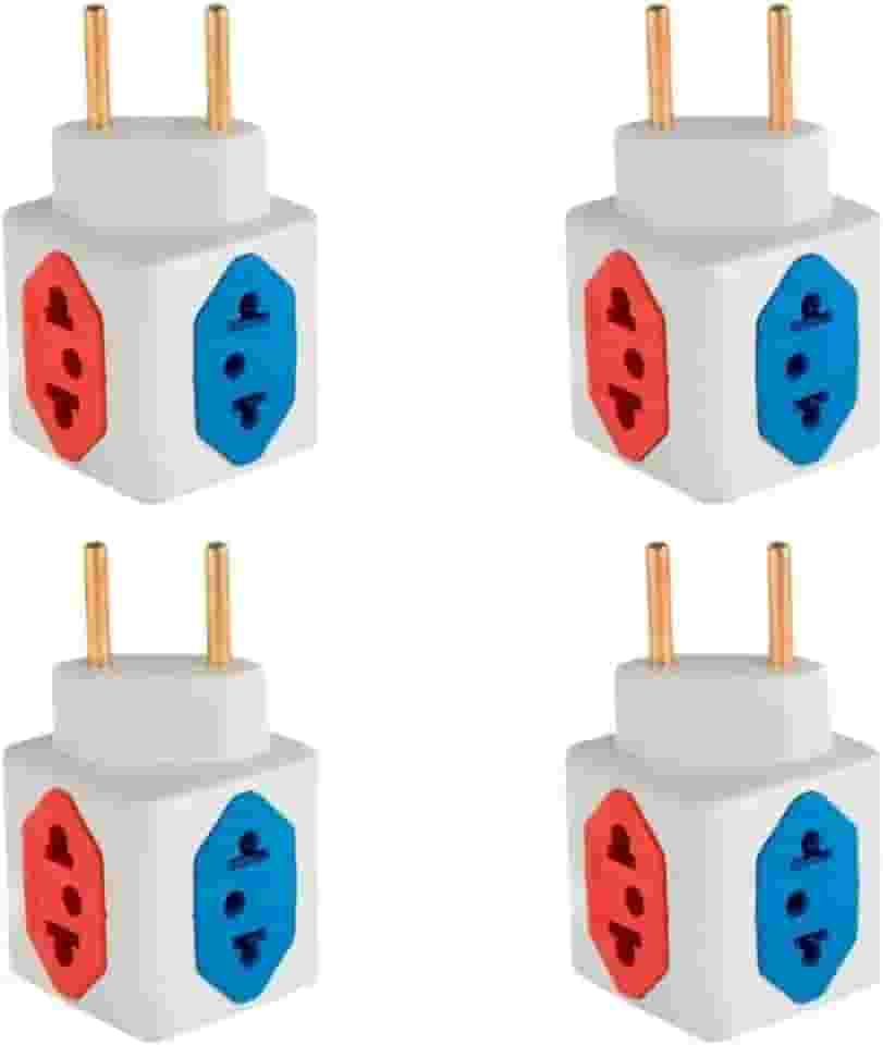 KIT Com 4 Adaptadores Benjamim Cubo 3D Com 3 Entradas de Tomada 10 Amperes E 1 Entrada de Tomada 20 Amperes CORES SORTIDAS Plug Padrão Novo 3 Pinos Resistente PREMIUM