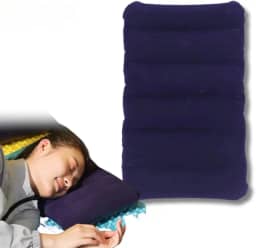 KIT 2 Travesseiro Inflável Almofada Fácil Encher Para Viagem Acampamento Confortável De Camping Praia Portátil Cama Descanso -AZUL ESCURO