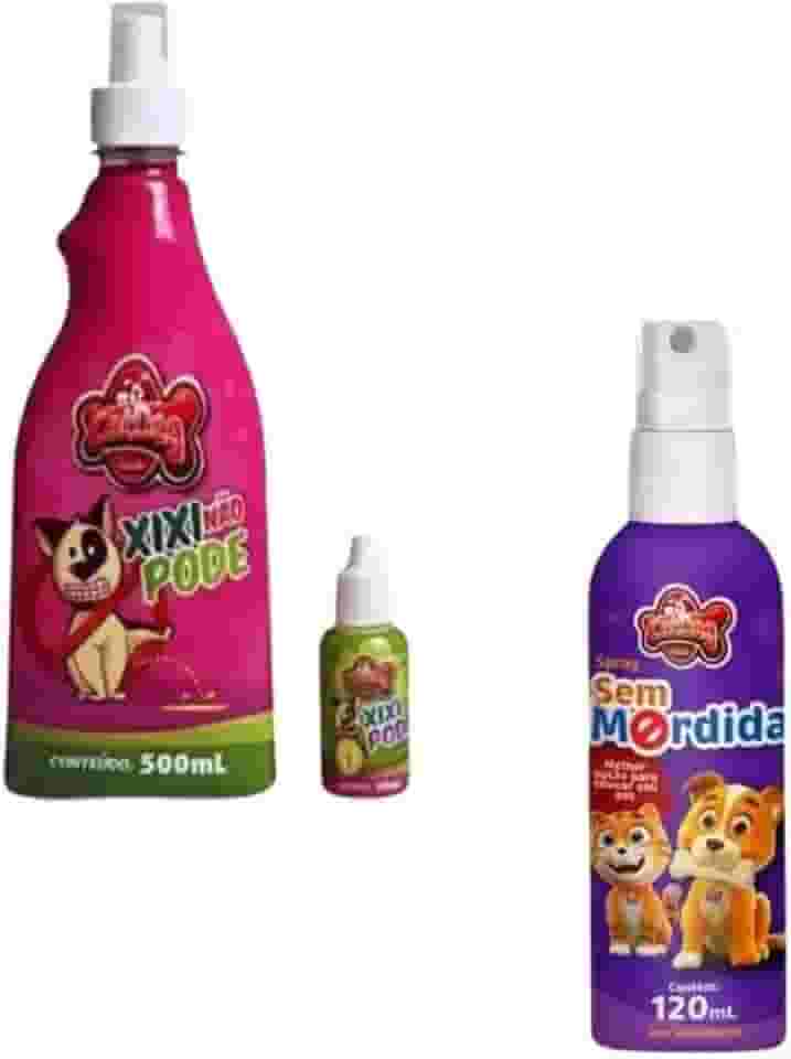 Kit Adestrador De Filhotes Educador Sanitário Xixi Pode 500ml + Xixi Não Pode 30ml + Spray Anti Mordida 120ml, Pipi Sim - Adestra Cachorro Gato Pet