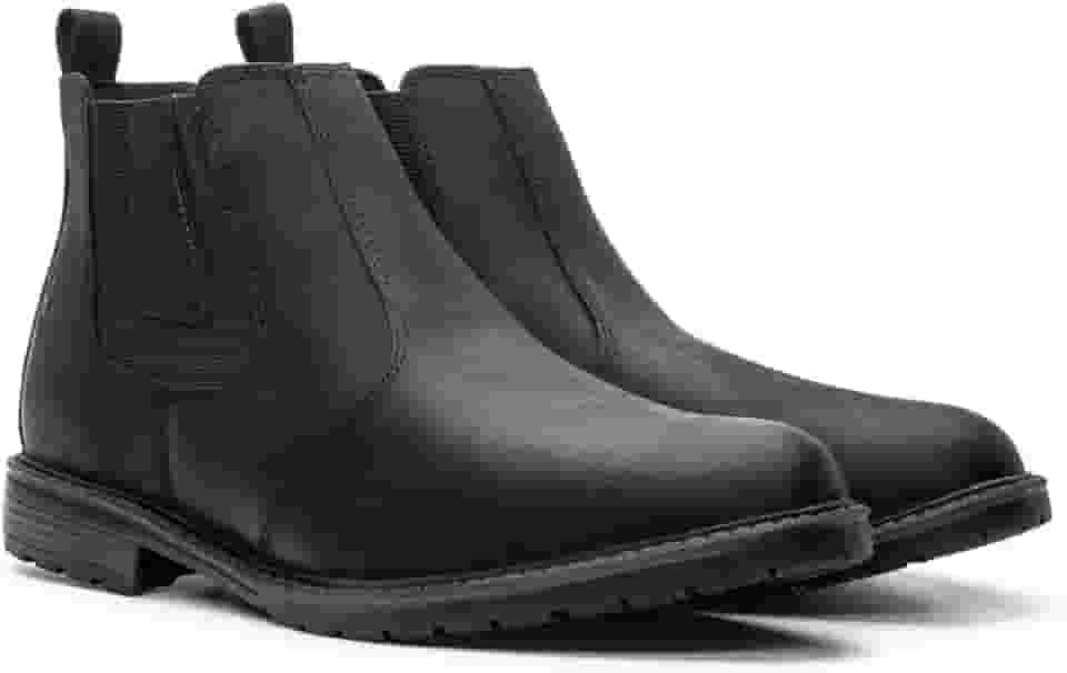 Botina Bota Masculina Chelsea Couro Legitimo Conforto Macio Preto