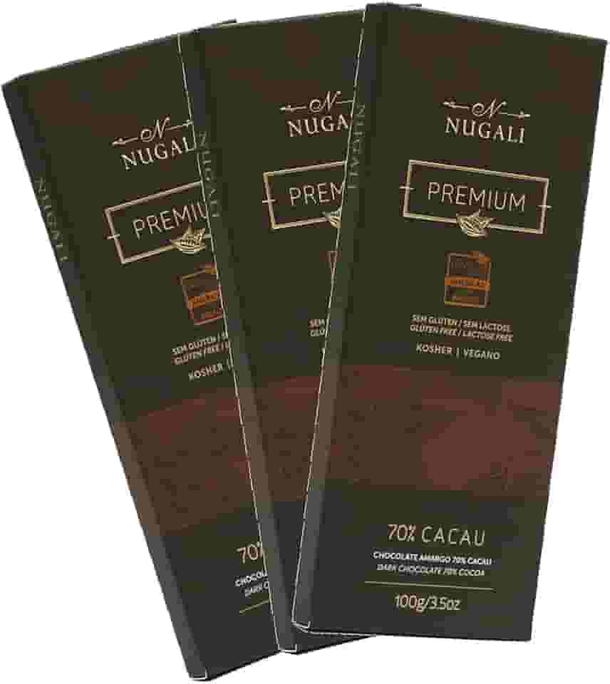 Kit Barra de Chocolate Amargo 70% – Nugali – 3 unidades de 100g