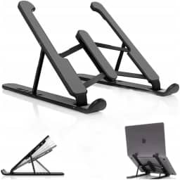 Suporte Ajustável Liga ALUMINIO para Notebook, 6 POSICOES, saida de ar, serve para notebook tablet celular qualquer eletronico, Ergonômico, Dobrável, 26 x 19 cm, Premium