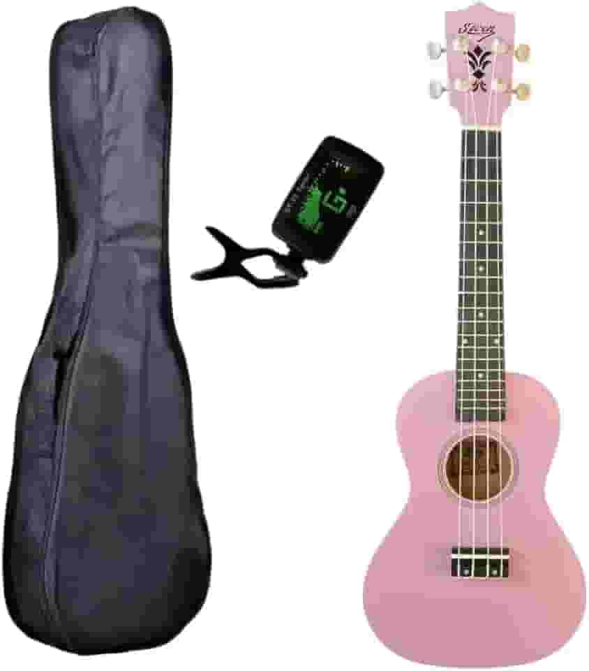 Ukulele Rosa Seven Concert Suk-23 Capa Preta e Afinador