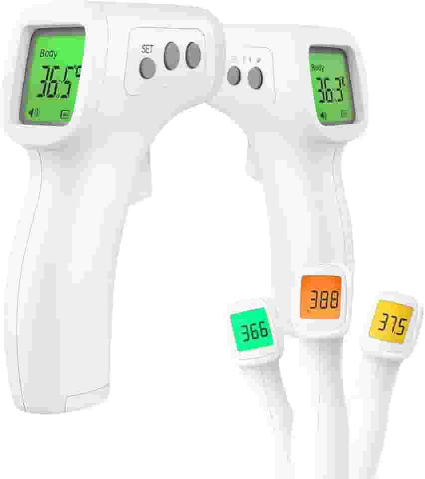 Termômetro Infravermelho 3 em 1 Sem Contato Digital Certificado FDA com Sensor de Alta Precisão para Testa Corpo Alimentos e Líquidos Alarme de Febre e Visor LCD