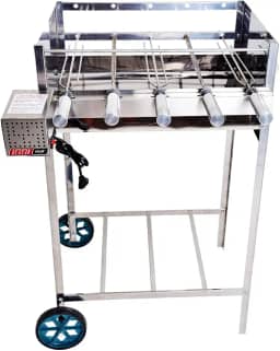 Churrasqueira Portátil com Rodinha e Grill Giratório 5 Espetos Issi Grill