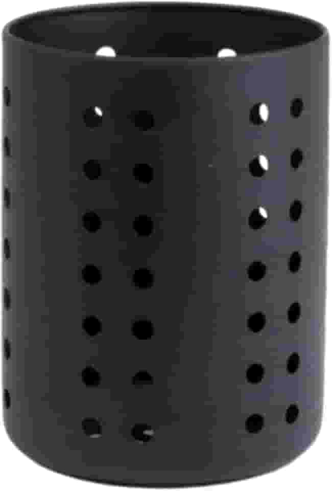 Porta Utensílios De Cozinha 10cm x 12,5cm Escorredor De Talheres Suporte De Talheres Em Inox Redondo Organizador De Pia Suporte Vazado Para Espátulas Colheres Conchas (Preto)