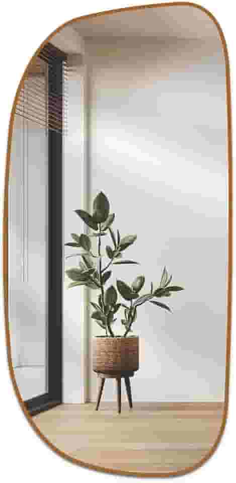 Espelho de Corpo Inteiro Orgânico Ágata 110x53 – Elegância e Amplitude para Seu Ambiente (Caramelo)