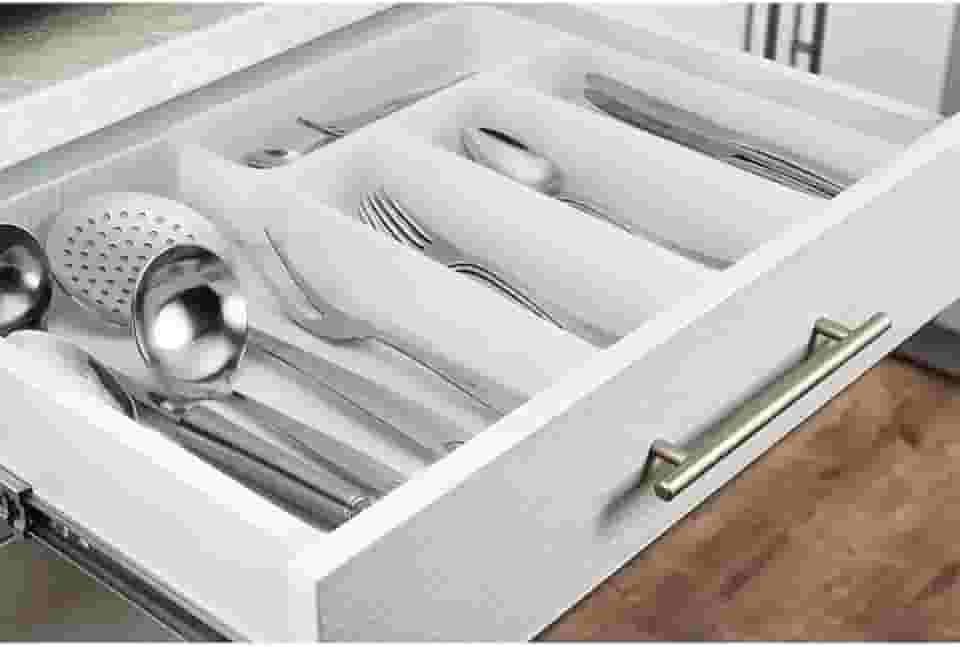 Organizador de Gaveta Ajustável Universal - Até 47cm de Largura - Para Utensílios, Talheres, e Acessórios de Cozinha - Customizável e Prático