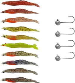 Kit 10pçs Camarão Artificial Jig Head 8cm Robalo Matadeira