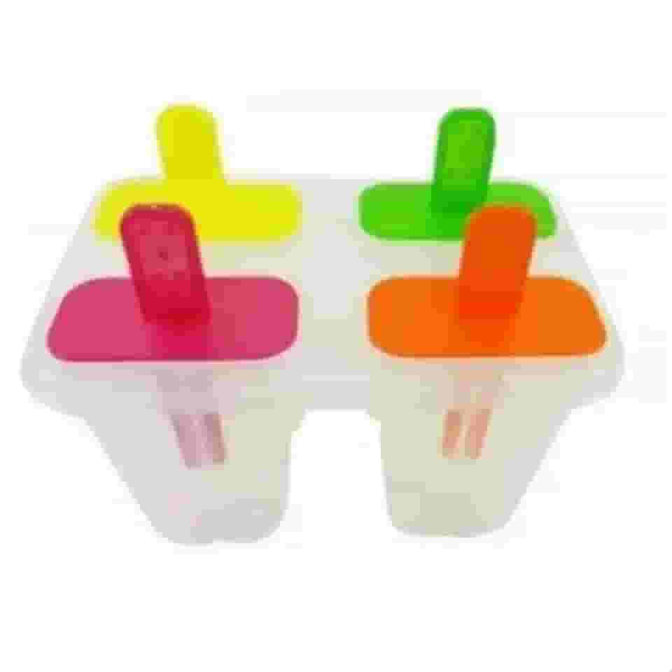 Picoleteira Infantil com 4 Cavidades Divertidas – Forma de Sorvete BPA Free | Moldes Coloridos para Picolé de Frutas, Iogurte, Chocolate Forma de Picole