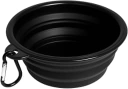 Comedouro Bebedouro Retrátil De Silicone Portátil Com Mosquetão Preta 13 cm