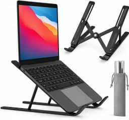 Suporte Ajustável para Notebook – Base Ergonômica Antiderrapante e Dobrável para Apoio de Notebook e Laptops – Compatível com Todas as Marcas, Ideal para Trabalho e Home Office (Preto)
