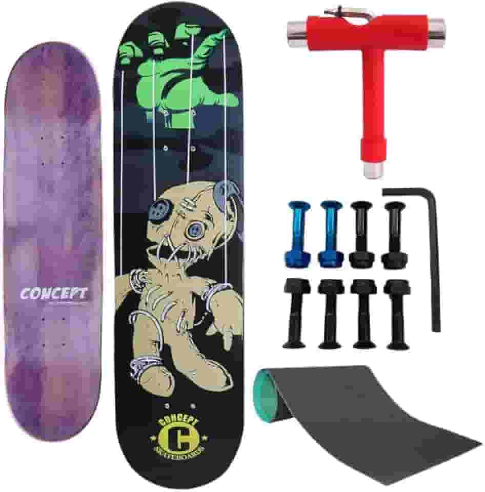 Kit Shape para Skate + Lixa + Parafuso de Base Colorido + Chave T