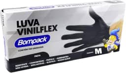 Bompack Luva Vinilflex Preta Tamanho M Caixa 100 Unid