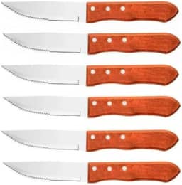 Facas tipo Outback Conjunto Para Churrasco 6 Peças Jumbo Wooden 5 Cabo de Madeira
