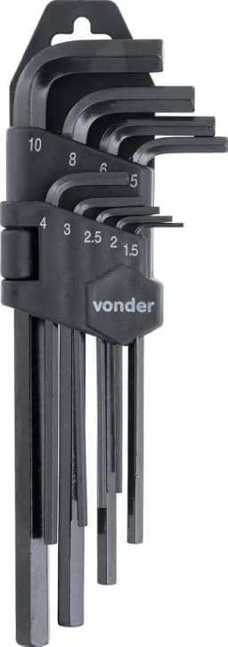 Vonder, Jogo De Chaves Hexagonais (Allen) Curta, 1,5 Mm A 10,0 Mm, 9 Peças.