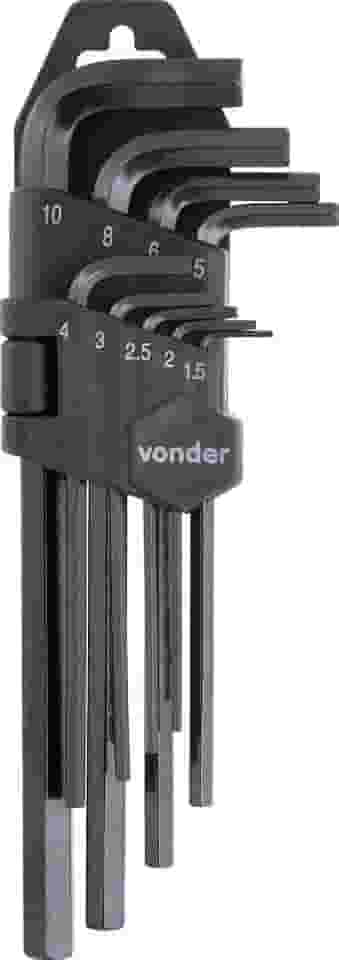 Vonder, Jogo De Chaves Hexagonais (Allen) Curta, 1,5 Mm A 10,0 Mm, 9 Peças.