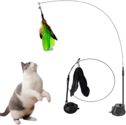 Brinquedo Gato Varinha Pássaro Com Ventosa Fixa Chao Parede Janela