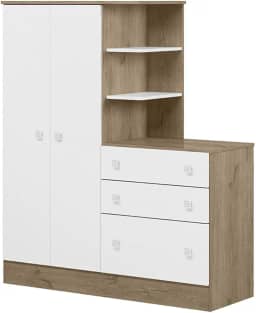 Guarda Roupa Roupeiro com Cômoda Doce Sonho Qmovi Carvalho Branco