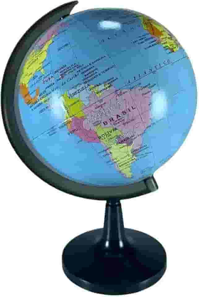 Globo Terrestre Giratorio Mesa Mapa Mundi Político Escolar 16cm Eixo com Medidor Premium
