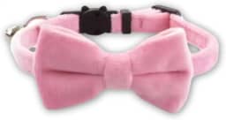 Coleira De Veludo Com Gravata Borboleta Para Gatos E Cães Pequenos, Veludo Macio E Confortável, Coleira Pet Ajustável Com Laço E Sininho Guizo, Coleira De Luxo Elegante Estilosa – HEISIL (ROSA CLARO)