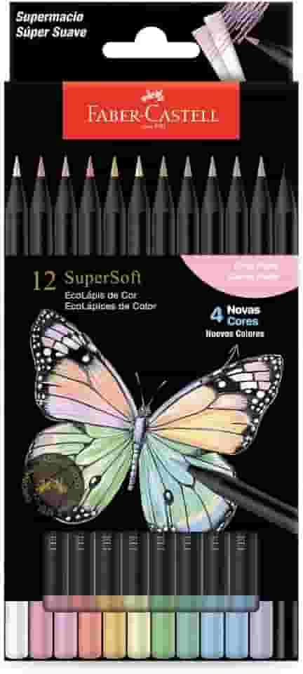 Lápis De Cor, Faber-Castell, Ecolápis Supersoft, 210745, 12 cores Pastel