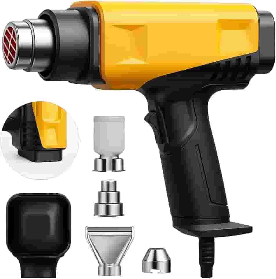 Pistola de Ar Quente com Tela Digital e Regulagem de Calor Profissional (Amarelho)