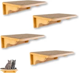 Playground para Gatos 4Pçs Tam G Resistente Já Montado Com Kit Fixação e Seguro (CARPETE MARROM)