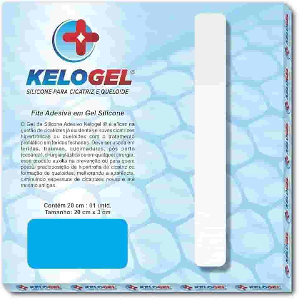 Fita em Gel de Silicone para Cicatriz Kelogel 20cm x 3cm | Tratamento para Cicatriz, Queloide e Cicatriz Hipertrófica | Silicone Grau Médico | Pós-Cirúrgica, Queimaduras e Cesárea