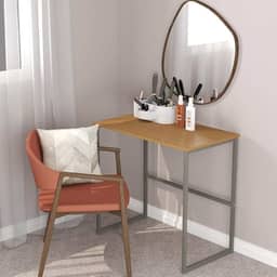 Escrivaninha Mesa computador Industrial Escritório Mesa Aço Mdf 80cm Home Office 100% MDF Pliar (FENDI/MADEIRADO)