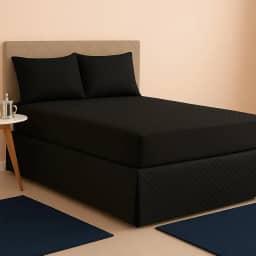 Kit Capa Impermeável Protetora para Colchão Queen + 02 Protetores Impermeáveis para Travesseiro - 4 Camadas de Proteção - Respirável e Não faz barulho - (Preto, Queen)