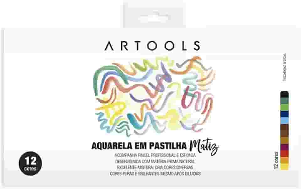 Aquarela em Pastilha Matiz ARTOOLS Estojo 12 Cores