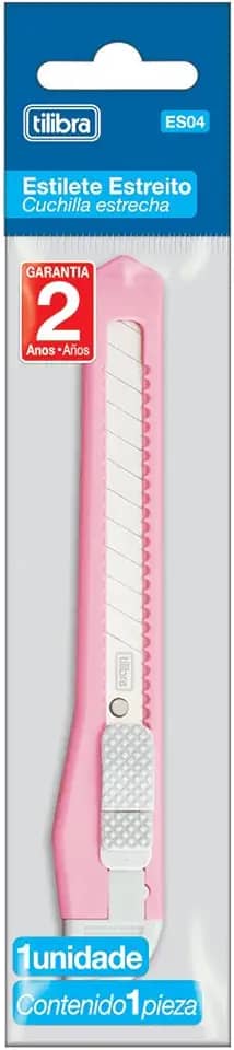 Tilibra - Estilete Estreito de Plástico com Trava ES04 - Cores Sortidas