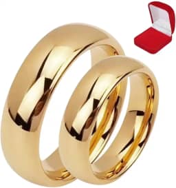 Par de Alianças de Casamento Banhada a Ouro 18k Noivado Premium 6mm Lisas Extra Luxo Original