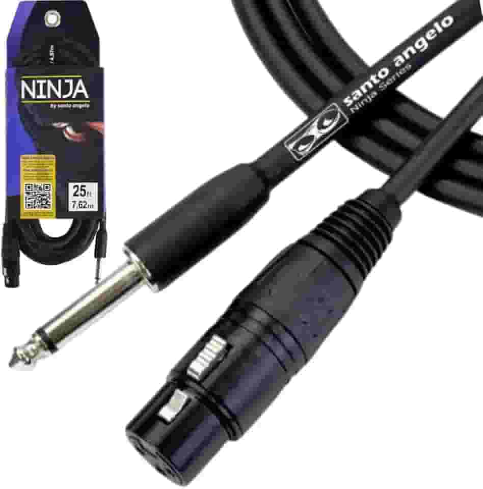 CABO DE MICROFONE NINJA HG 0,20 MM CONECTOR P10/XLR FEMEA 25FT 7,62 METROS PRETO - SANTO ANGELO